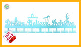 Dream Believe Achieve Gymnastics Wag 72 Tier Medal Hanger Blue Turquoise Sports Medal Hangers