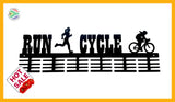 Lady Run Cycle Duathlon 48 Tier Medal Hanger Black Sports Medal Hangers
