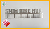 Swim Bike Run Words 48 Tier Medal Hanger Stainless Steel Brush Finish Sports Medal Hangers