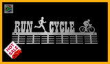 Man Run Cycle Duathlon 48 Tier Medal Hanger Stainless Steel Brush Finish Sports Medal Hangers