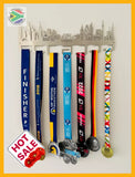 World Marathon Majors City Skyline Medal Hanger Stainless Steel Brush Finish Sports Medal Hangers