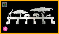 Animals Under The Acasia Trees 6 Hook Key Hook Stainless Steel Brush Finish Home Décor