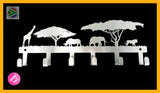 Animals Under The Acasia Trees 6 Hook Key Hook Stainless Steel Brush Finish Home Décor