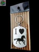 I Love Horses Single Sided Laser Engraved Key Ring-Bag Tag Key Rings