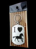 I Love Horses Single Sided Laser Engraved Key Ring-Bag Tag Key Rings
