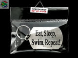 Eat Sleep Butterfly Swimming Silhouette Double Sided Laser Engraved Key Ring-Bag Tag Key Rings