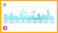 Dream Believe Achieve Gymnastics Wag 72 Tier Medal Hanger Blue Turquoise Sports Medal Hangers