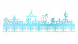 Dream Believe Achieve Gymnastics Wag 72 Tier Medal Hanger Blue Turquoise Sports Medal Hangers