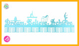 Dream Believe Achieve Gymnastics Wag 72 Tier Medal Hanger Blue Turquoise Sports Medal Hangers