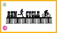 Lady Run Cycle Duathlon 48 Tier Medal Hanger Black Sports Medal Hangers