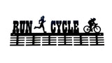 Lady Run Cycle Duathlon 48 Tier Medal Hanger Black Sports Medal Hangers
