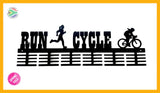 Lady Run Cycle Duathlon 48 Tier Medal Hanger Black Sports Medal Hangers
