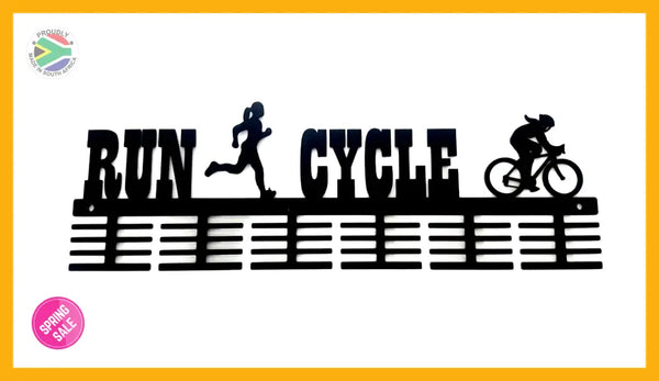 Lady Run Cycle Duathlon 48 Tier Medal Hanger Black Sports Medal Hangers