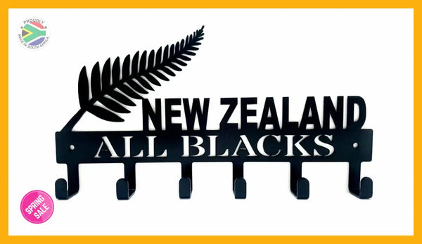 New Zealand All Blacks 6 Hook Key Black Hooks