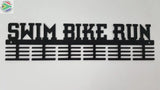 Swim Bike Run Words 48 Tier Medal Hanger Black Sports Medal Hangers