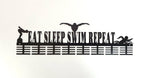 Eat Sleep Swim Repeat 64 Tier Medal Hanger (Option Of Colors Available) Black Sports Medal Hangers