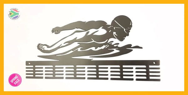 Butterfly Figure Swimming 48 Tier Medal Hanger Stainless Steel Brush Finish Sports Medal Hangers