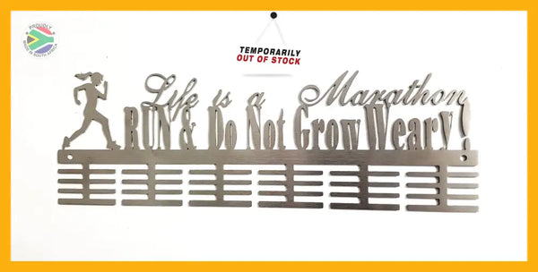 Life Is A Marathon 48 Tier Medal Hanger Stainless Steel Brush Finish Sports Medal Hangers