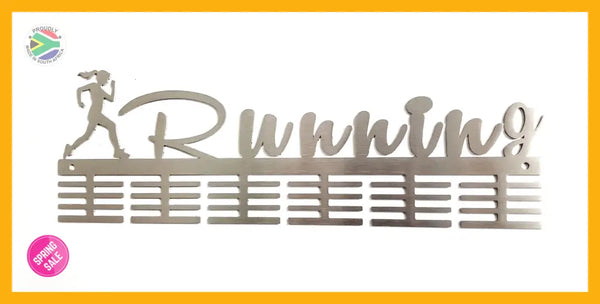 Running Lady 48 Tier Medal Hanger Stainless Steel Brush Finish Sports Medal Hangers