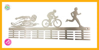 Man Swim Bike Run Triathlon 48 Tier Medal Hanger Stainless Steel Brush Finish Sports Medal Hangers