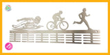 Man Swim Bike Run Triathlon 48 Tier Medal Hanger Stainless Steel Brush Finish Sports Medal Hangers