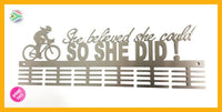 Cycling She Believed She Could 48 Tier Medal Hanger Stainless Steel Brush Finish Sports Medal