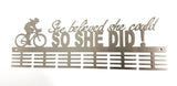 Cycling She Believed She Could 48 Tier Medal Hanger Stainless Steel Brush Finish Sports Medal
