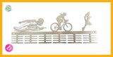 Lady Swim Bike Run Triathlon 48 Tier Medal Hanger Stainless Steel Brush Finish Sports Medal Hangers