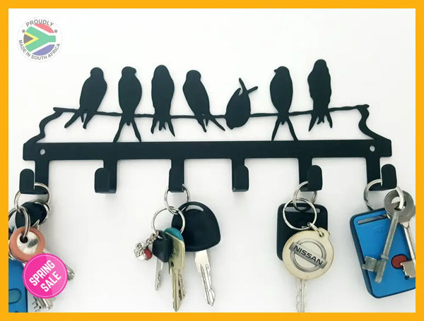 Birds On A Branch 6 Hook Key Hook Ferro Grain Black Home Décor