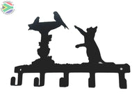 Cat & Birds Bath 5 Hook Key Home Décor