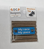 My Race My Pace Individual Shoelace Tag Blue Shoe Lace Tags
