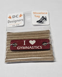 I Love Gymnastics Individual Shoelace Tag Red Shoe Lace Tags