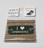 I Love Gymnastics Individual Shoelace Tag Green Shoe Lace Tags