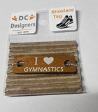 I Love Gymnastics Individual Shoelace Tag Orange Shoe Lace Tags