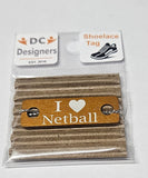 I Love Netball Individual Shoelace Tag Orange Shoe Lace Tags