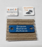 Dream Believe Achieve Individual Shoelace Tag Blue Shoe Lace Tags