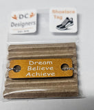Dream Believe Achieve Individual Shoelace Tag Orange Shoe Lace Tags