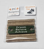 Dream Believe Achieve Individual Shoelace Tag Green Shoe Lace Tags