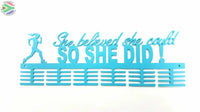 She Believed She Could So Did Running 48 Tier Medal Hanger Blue Turquoise Sports Medal Hangers
