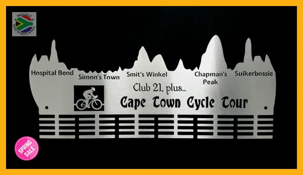 Cape Town Cycle Tour Club 21 Plus.. 48 Tier Medal Hanger Stainless Steel Brush Finish Sports Medal