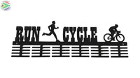 Man Run Cycle Duathlon 48 Tier Medal Hanger Black Sports Medal Hangers