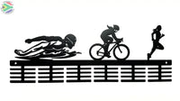 Lady Swim Bike Run Triathlon 48 Tier Medal Hanger Black Sports Medal Hangers