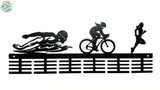 Lady Swim Bike Run Triathlon 48 Tier Medal Hanger Black Sports Medal Hangers