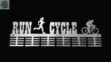Lady Run Cycle Duathlon 48 Tier Medal Hanger Stainless Steel Brush Finish Sports Medal Hangers
