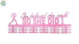 She Believed She Could So Did Running 48 Tier Medal Hanger Pink Sports Medal Hangers