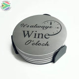 Wine Coasters Laser Etched In Stainless Steel
