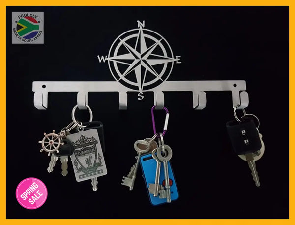 Compass Key Hook Stainless Steel Brush Finish Hooks