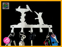Cat & Birds Bath 5 Hook Key Home Décor