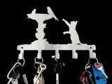 Cat & Birds Bath 5 Hook Key Home Décor