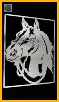 Horse Portrait Mounted Wall Art Stainless Steel Brush Finish